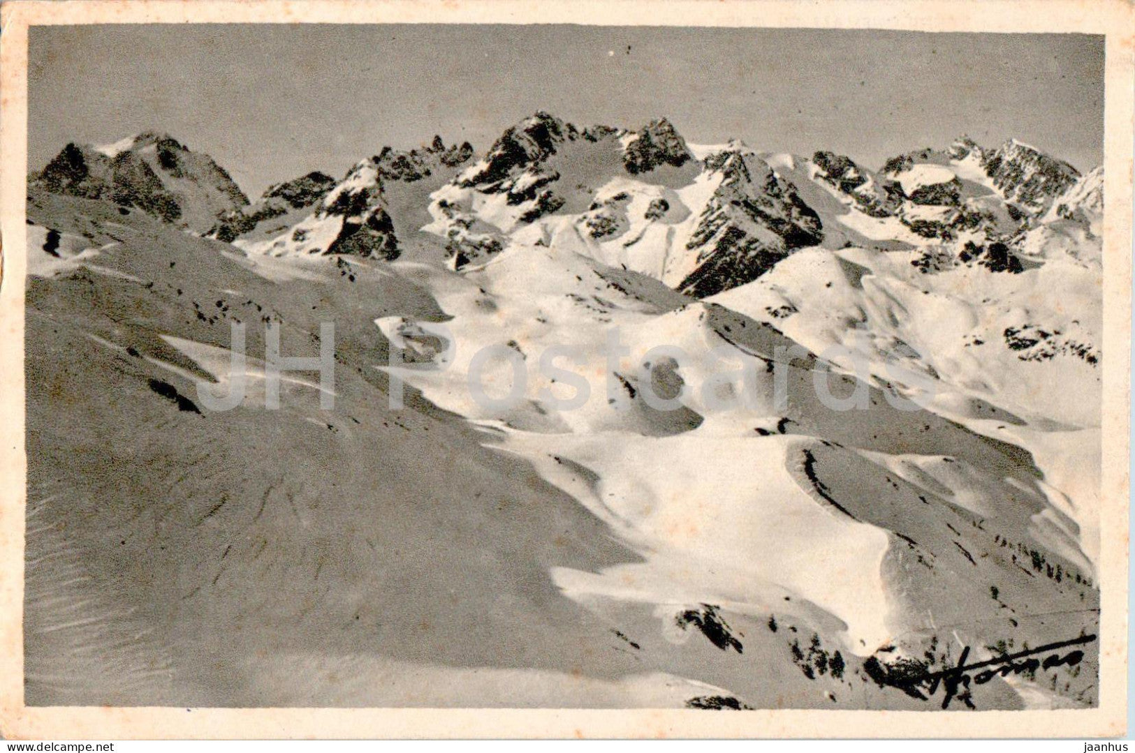 Serre Chevallier - Le Pelvoux et la Chaine des Agneaux - mountains - old postcard - 1948 - France - used - JH Postcards