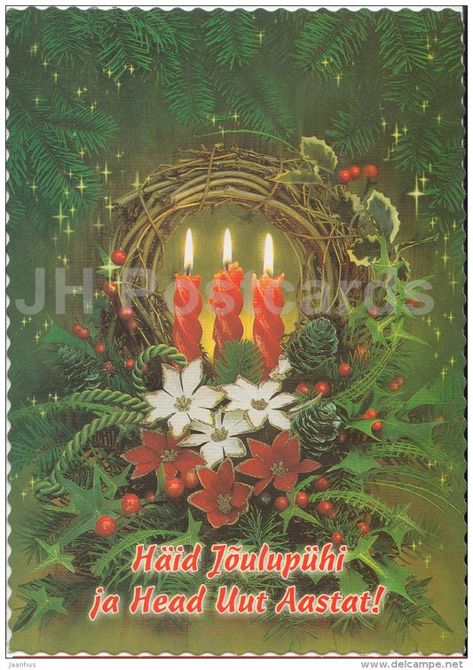 Christmas Greeting Card - candles - decorations - 1691 - Estonia - used in 2003 - JH Postcards