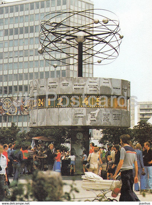 Berlin - Weltzeituhr und Haus des Lehrers - printed on thin paper - Germany - unused - JH Postcards