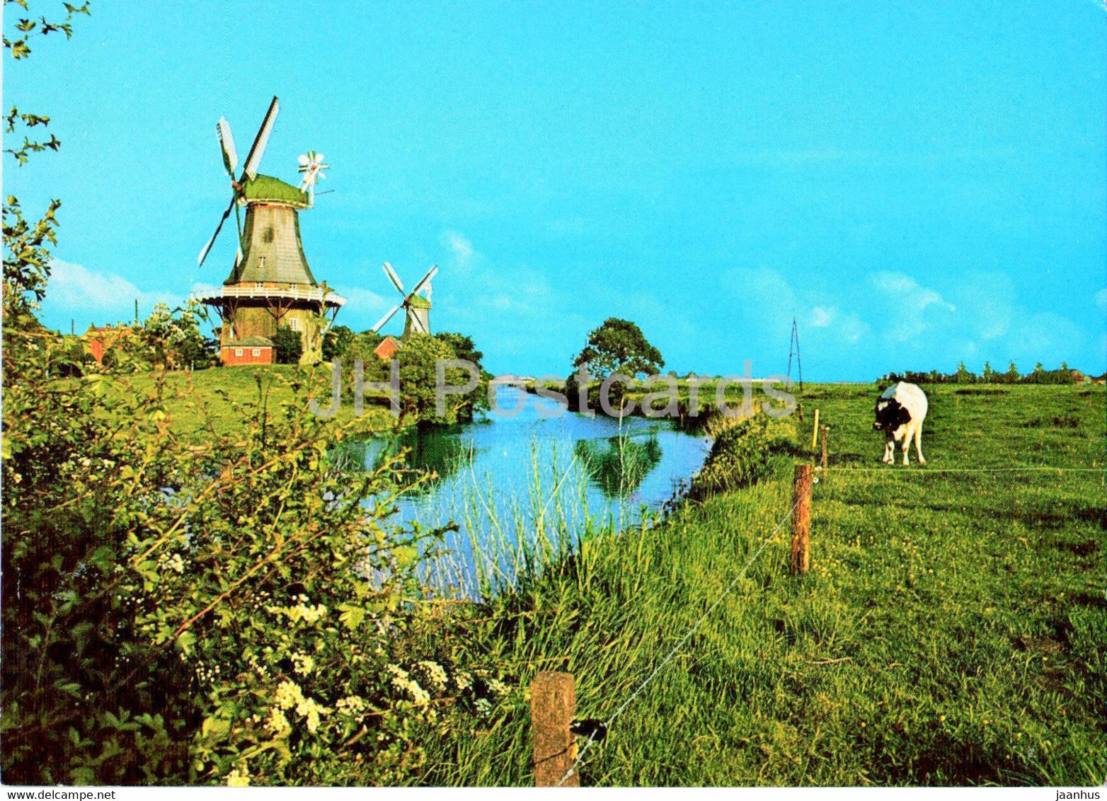 Muhle in Ostfriesland - Zwillingsmuhlen - windmill - Germany - unused - JH Postcards