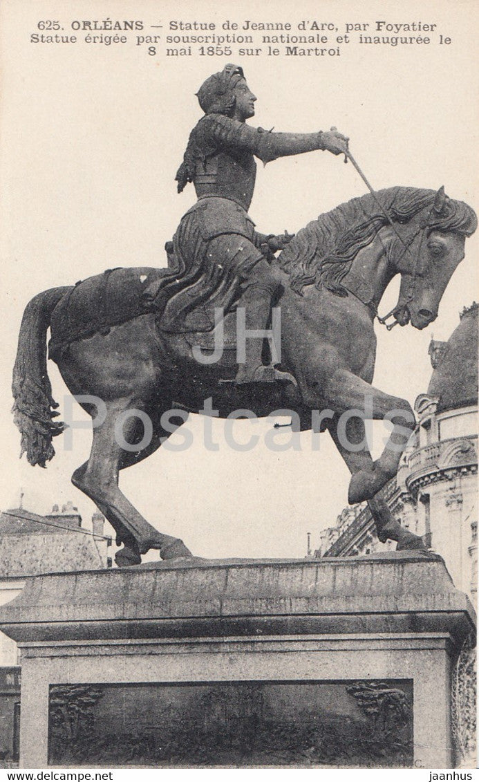 Orleans - Statue de Jeanne d'Arc par Foyatier statue - monument - horse - 625 - old postcard - France - unused - JH Postcards