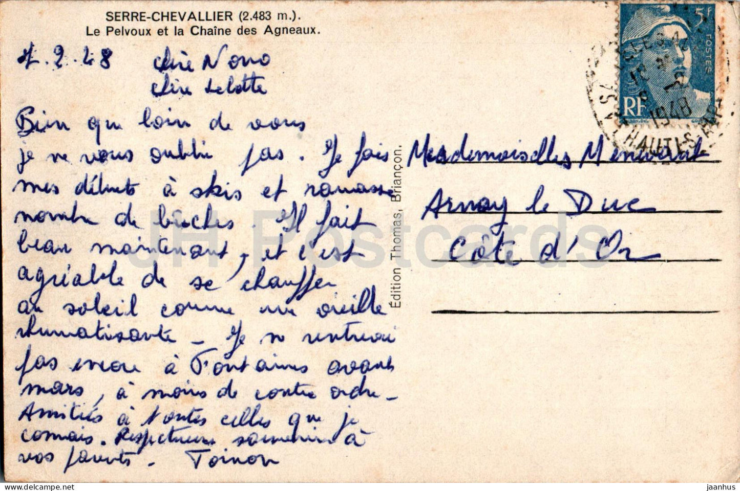 Serre Chevallier - Le Pelvoux et la Chaine des Agneaux - Berge - alte Postkarte - 1948 - Frankreich - gebraucht
