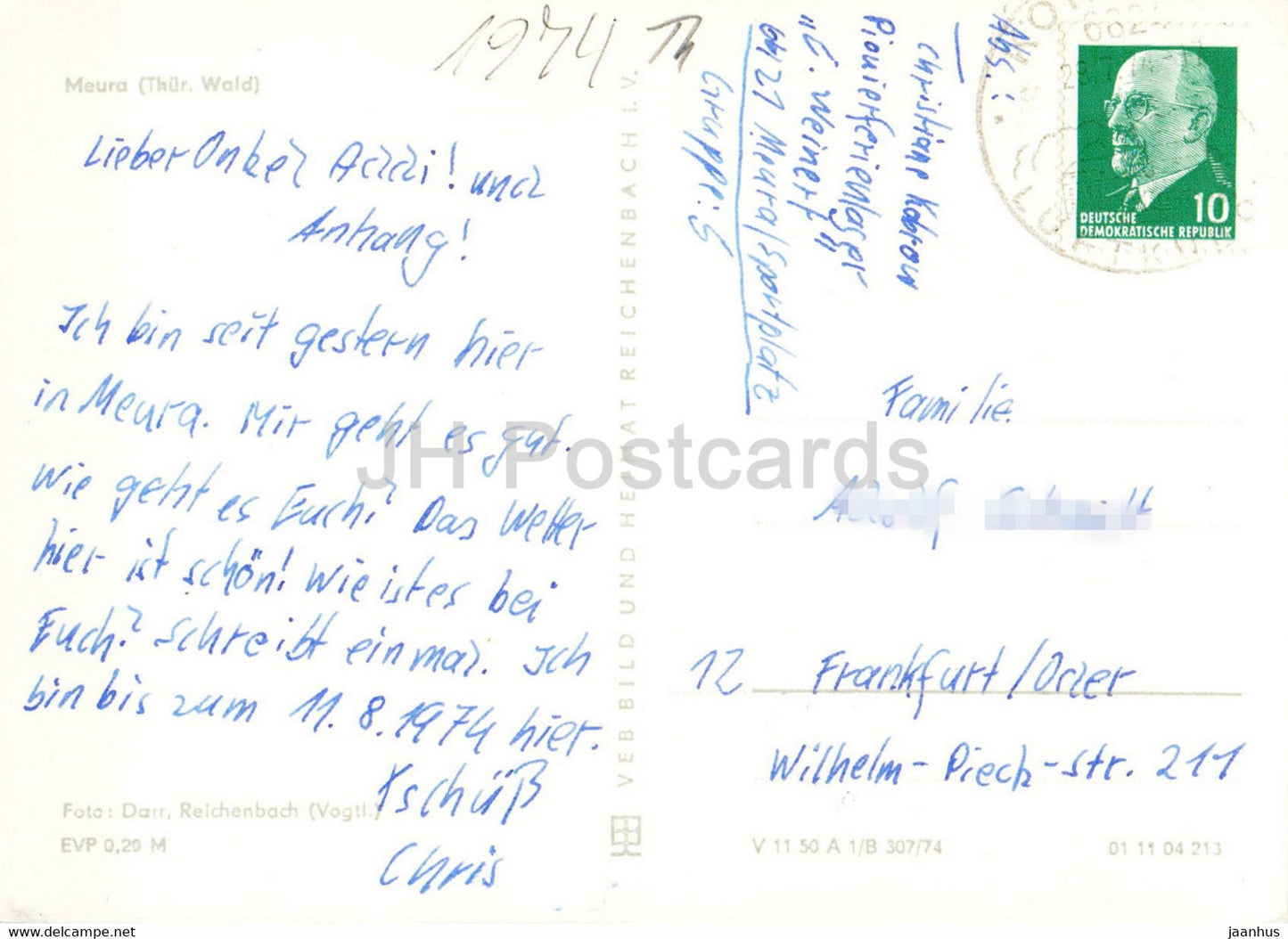 Meura - Thur Wald - old postcard - 1974 - Germany DDR - used