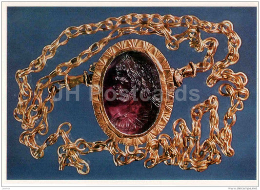 chain with an intaglio - Urbnisi - archaeology - Ancient Jewellery Ornaments - 1978 - Russia USSR - unused - JH Postcards