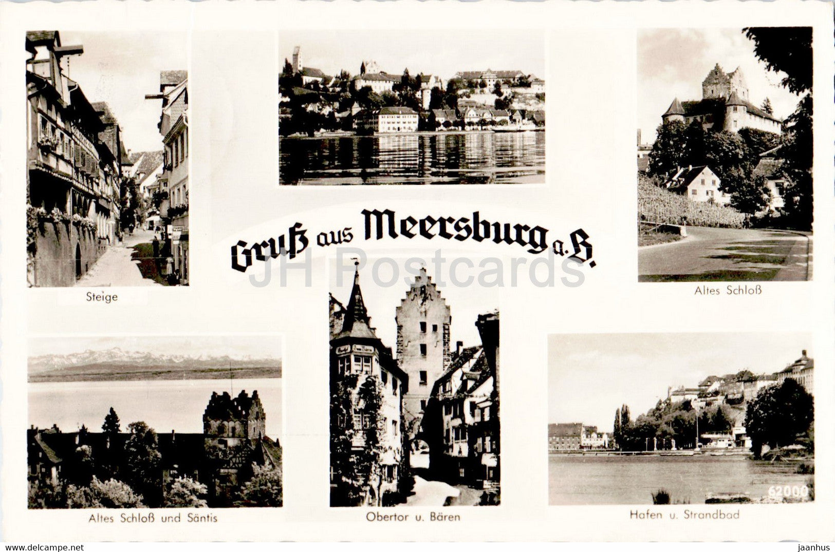 Gruss aus Meersburg - Steige - old postcard - 1952 - Germany - used - JH Postcards