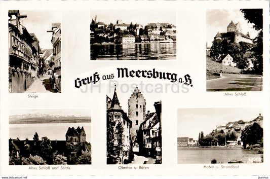 Gruss aus Meersburg - Steige - old postcard - 1952 - Germany - used - JH Postcards