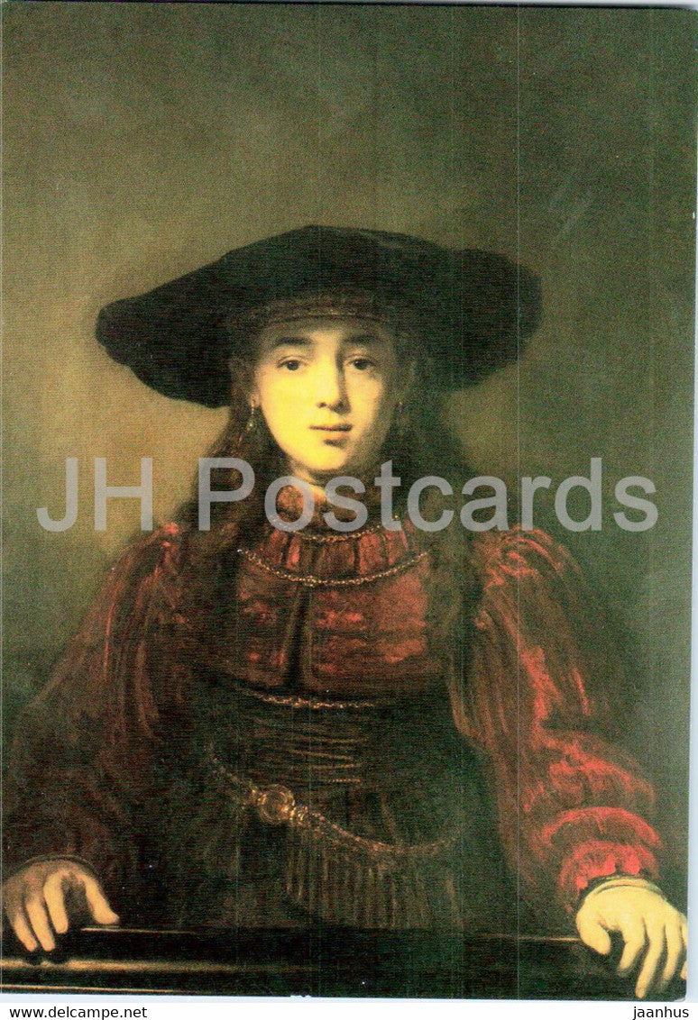 painting by Rembrandt - Portrait of a young woman - Dutch art - Poland - unused - JH Postcards