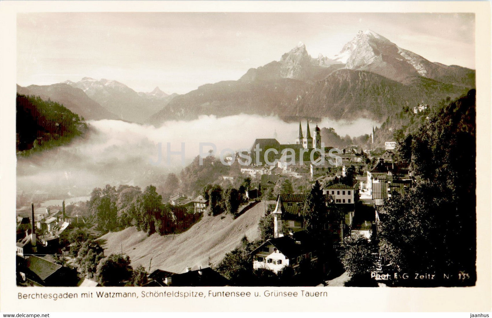 Berchtesgaden mit Watzmann - Schonfeldspitze - Funtensee - Grunsee Tauern - old postcard - Germany - unused - JH Postcards