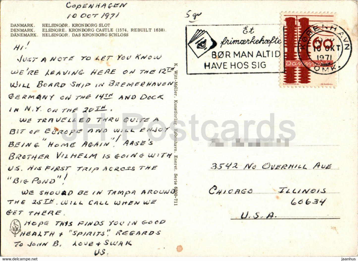 Helsingor - Kronborg Slot - castle - 1971 - Denmark - used