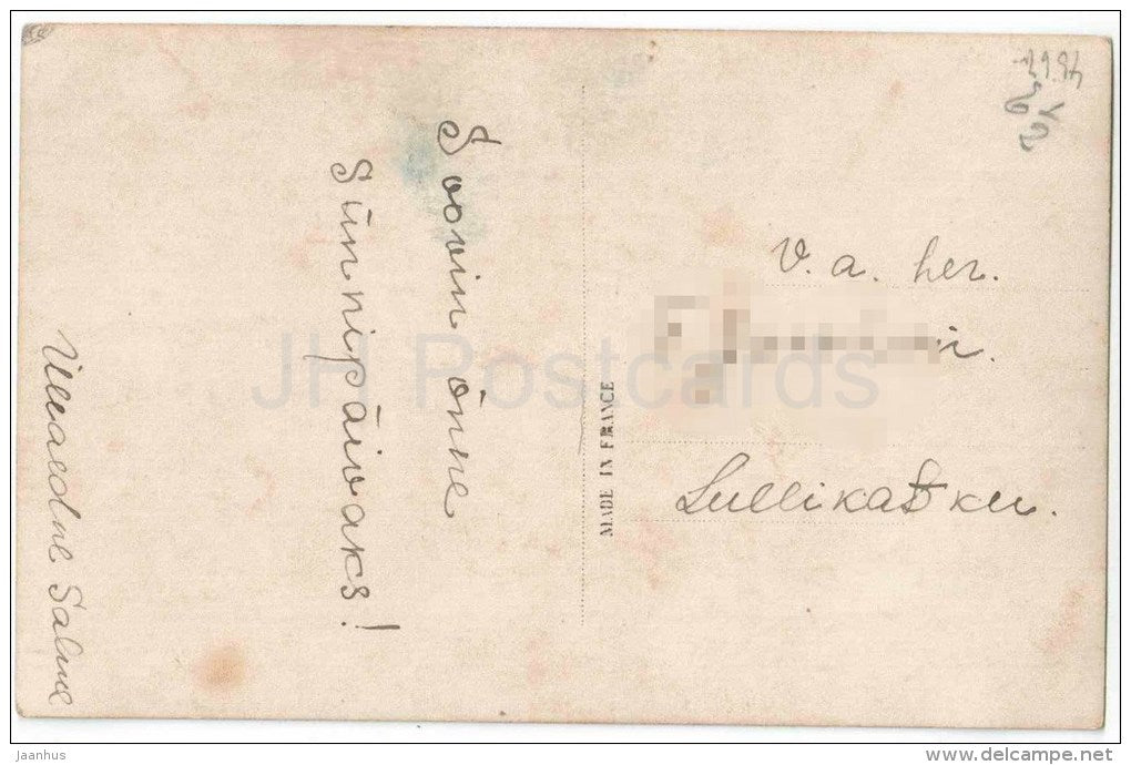 couple - man and woman - dove - 841 - circulated in Estonia 1930s - JH Postcards