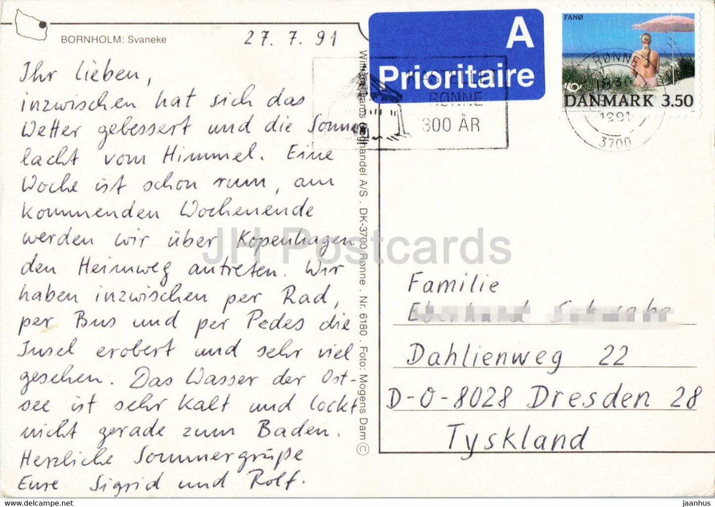Bornholm - Svaneke - Windmühle - Pferd - Hafen - Multiview - 1991 - Dänemark - gebraucht