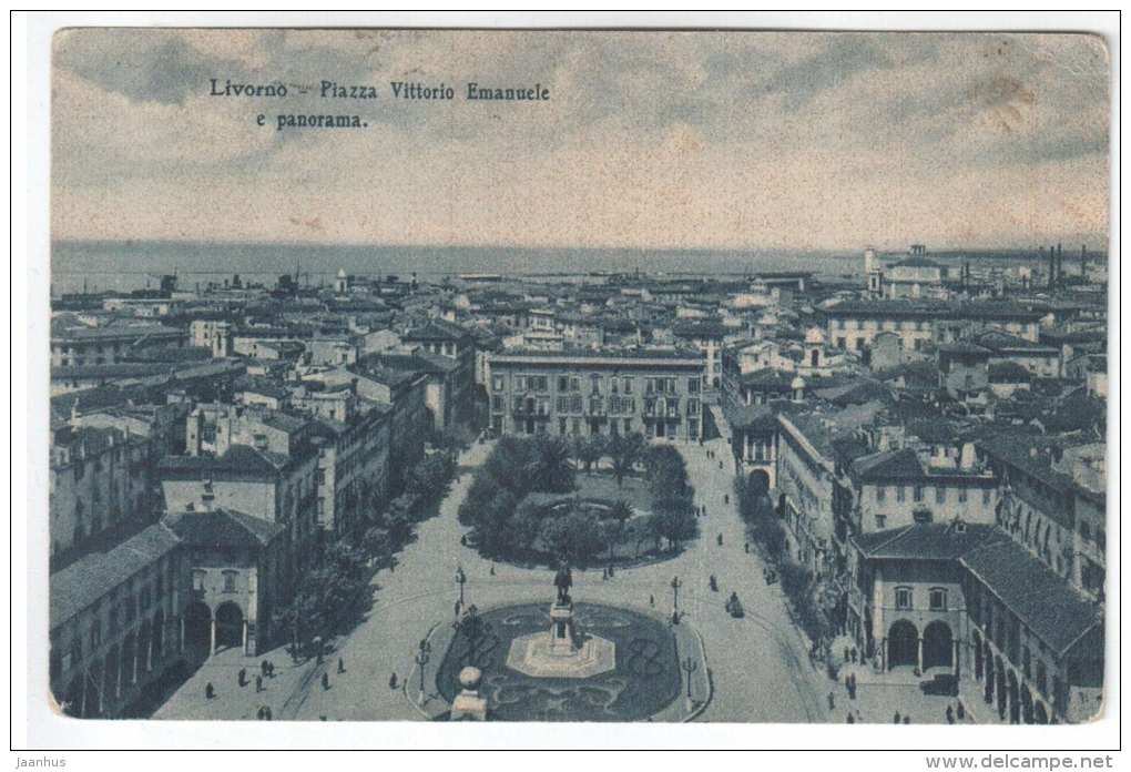 Piazza Vittorio Emanuele e panorama , Livorno - Italy - 2768 Cesare Capello - old postcard - unused - JH Postcards