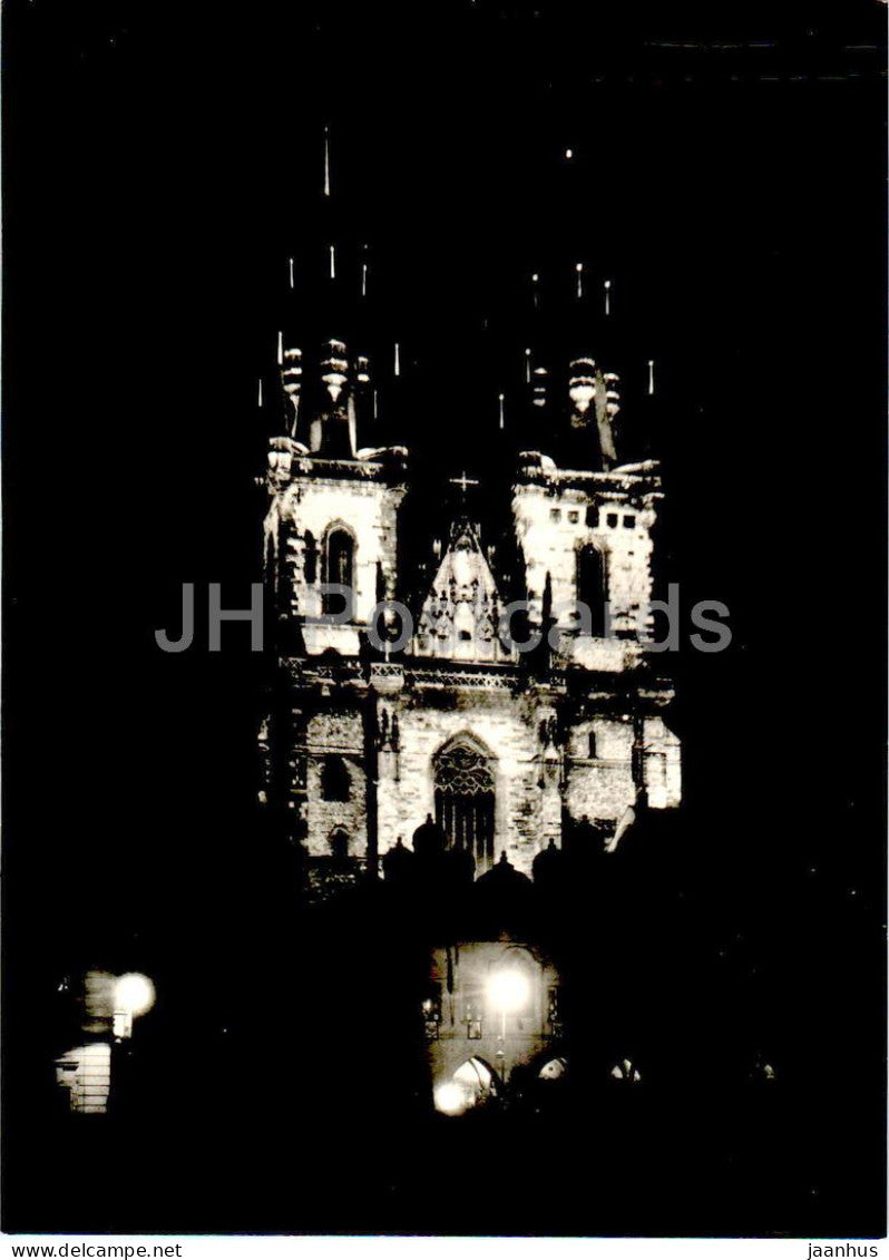 Praha - Prague - Slavnostne osvetleny Tynsky chram - Tyn Church Illuminated - Czech Republic - Czechoslovakia - unused - JH Postcards