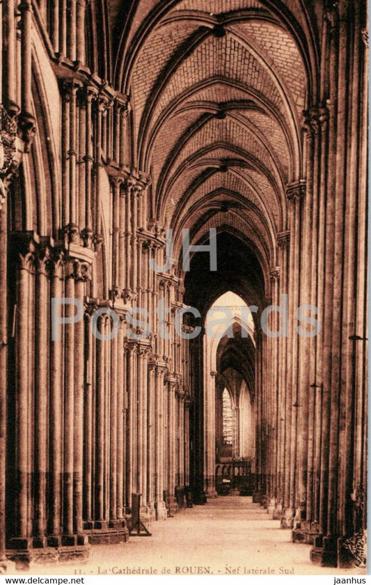 La Cathedrale de Rouen - Nef laterale Sud - cathedral - 11 - old postcard - France - unused - JH Postcards