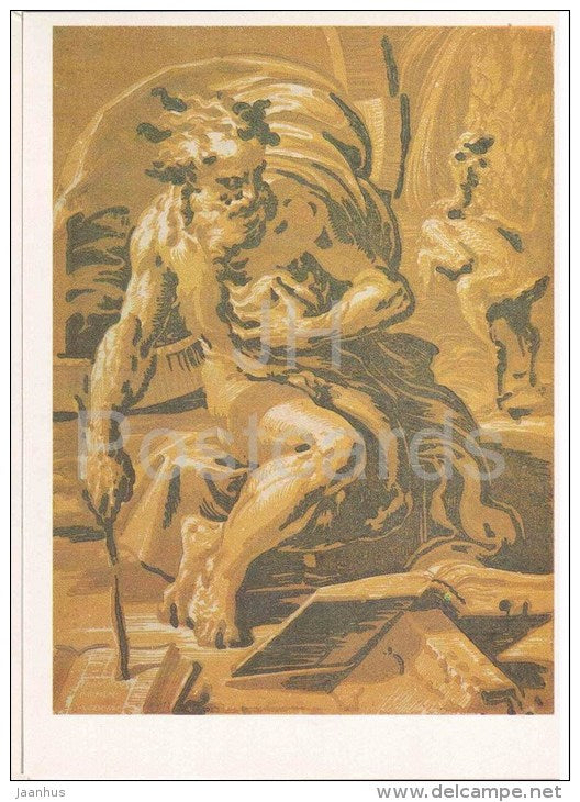 drawing by Ugo da Carpi - Diogenes , 1527 - italian art - unused - JH Postcards
