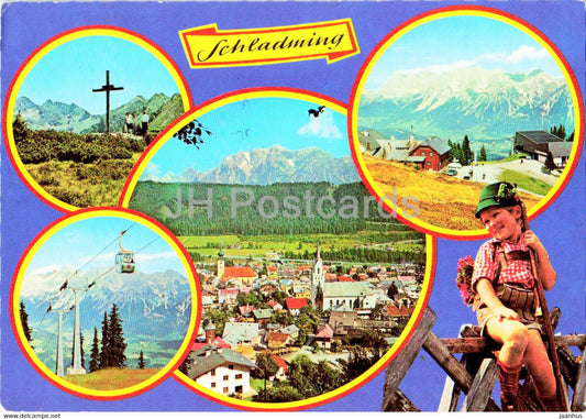 Schladming mit Hochem Dachstein - Planei mit Seilbahnbergstation 1830 m - cable car - Austria - used - JH Postcards