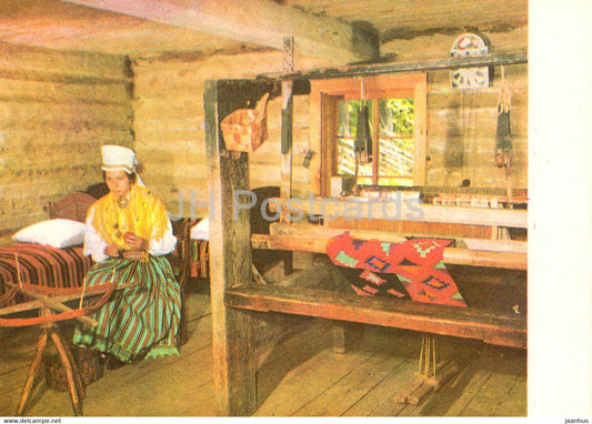 Estonian Open Air Museum - The Front Chamber of a West Estonian cottage cum threshing barn 1977 - Estonia USSR - unused - JH Postcards