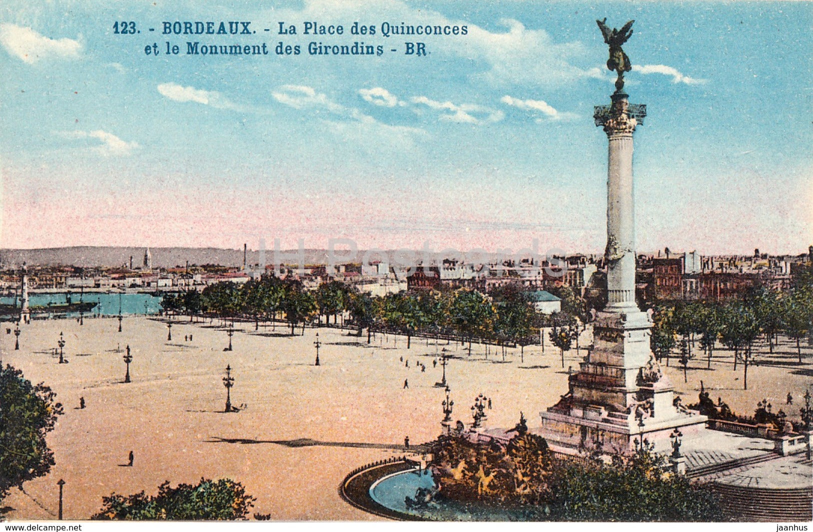 Bordeaux - La Place des Quinconces et le monument des Girondins - 123 - old postcard - France - unused - JH Postcards