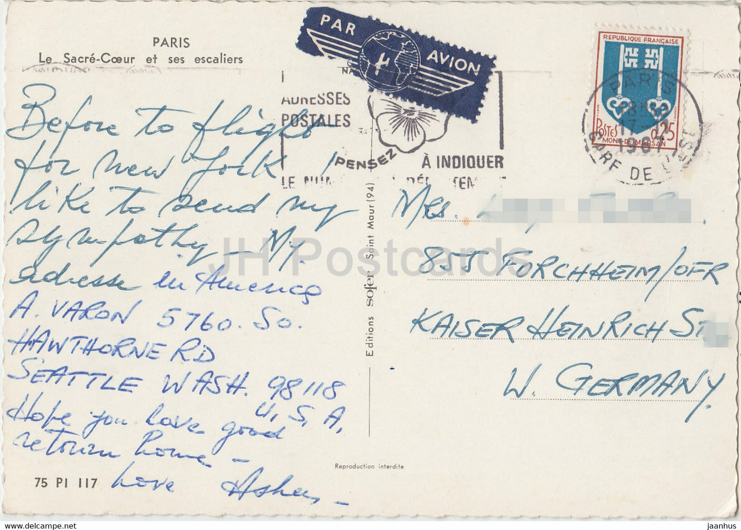 Paris – Le Sacre Coeur et ses escaliers – 1967 – Frankreich – gebraucht