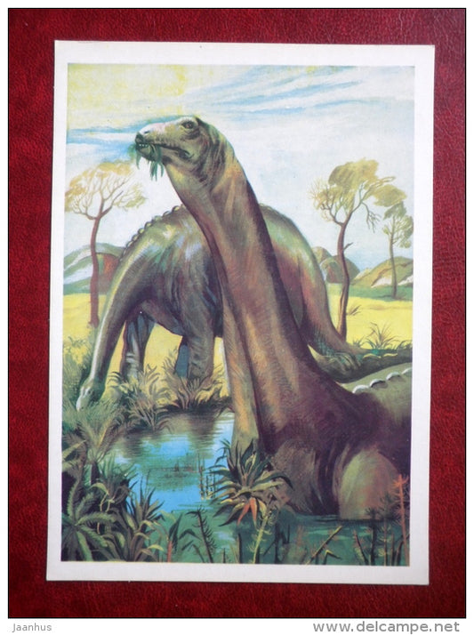 Brontosaurus - dinosaurs - Illustration by I. Chevereva - 1983 - Russia USSR - unused - JH Postcards