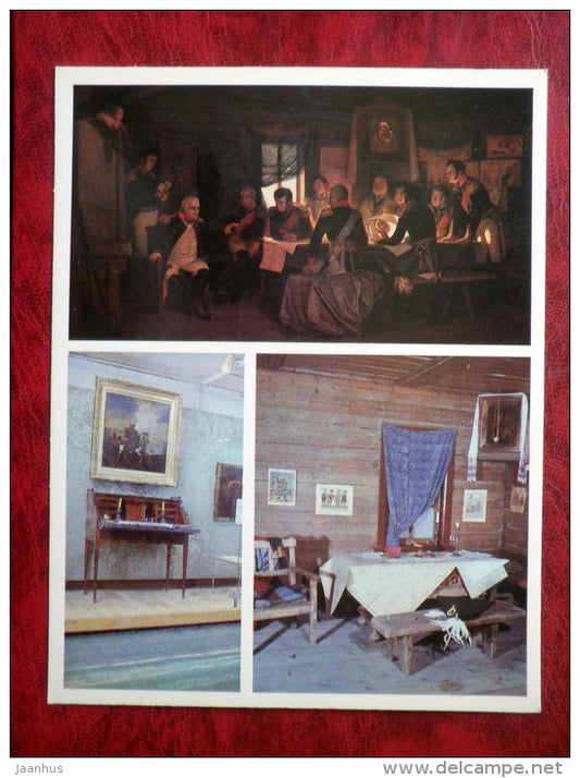 Battle of Borodino - maxi card - Kutuzov cottage - painting by Kivshenko -  1980 - Russia USSR - unused - JH Postcards