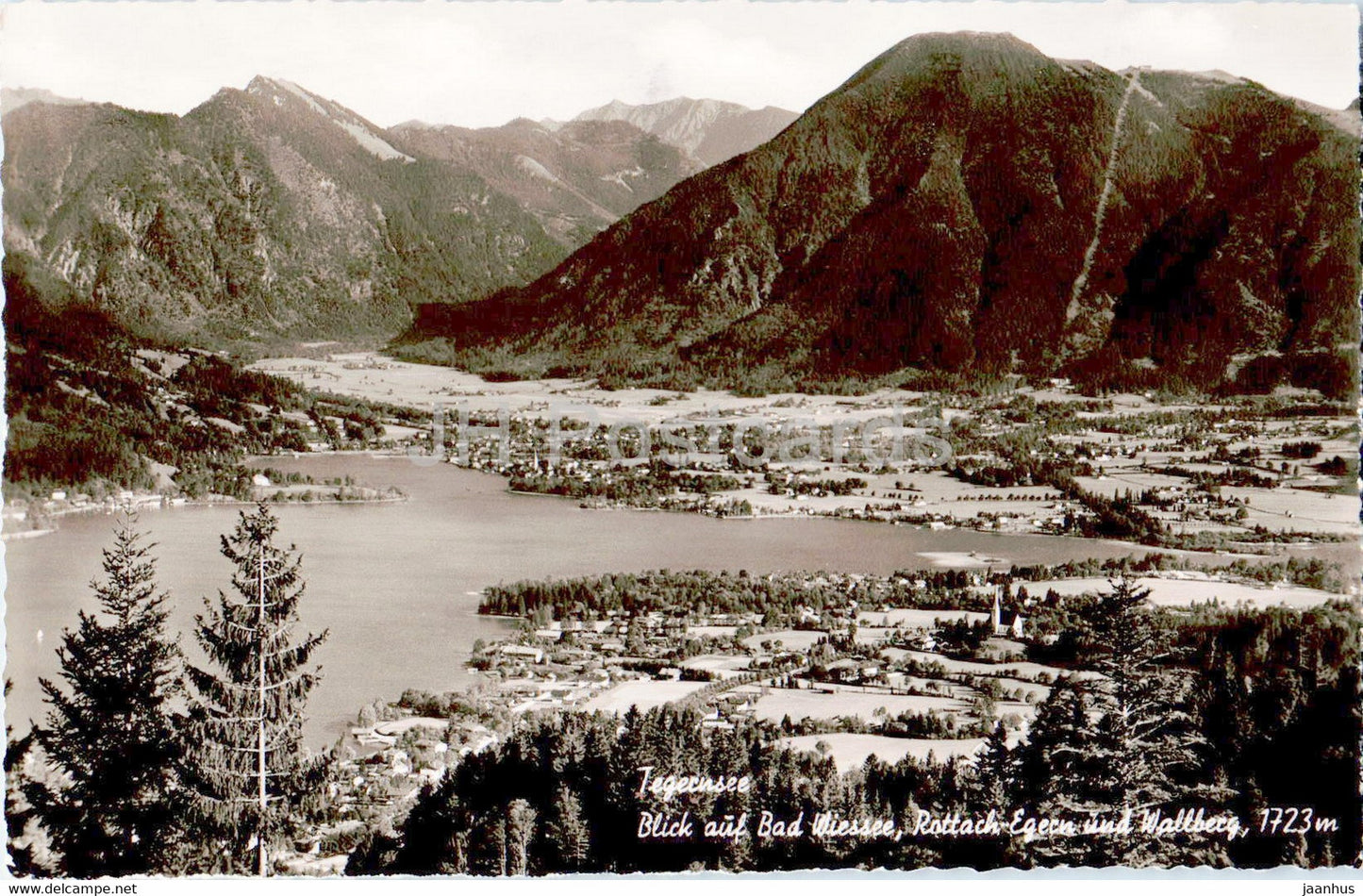 Tegernsee - Blick auf Bad Wiessee - Rottach Egern und Wallberg 1723 m - old postcard - 1960 - Germany - used - JH Postcards