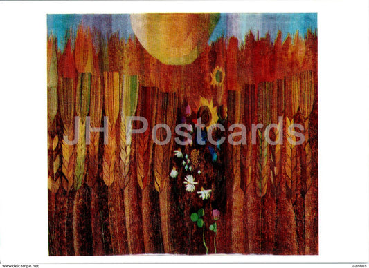 gobelin by Edite Vingere - Crop Field - applied art - Latvian art - 1977 - Latvia USSR - unused - JH Postcards