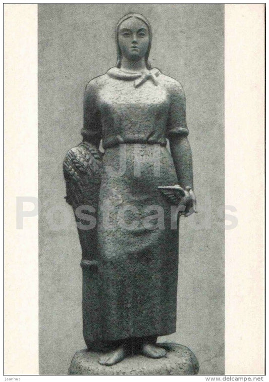sculpture by Juozas Mikenas - Litva , 1939 - woman - lithuanian art - unused - JH Postcards