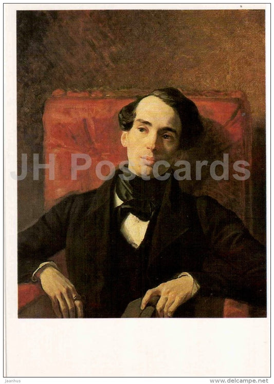 painting by K. Bryullov - Portrait of Writer Strugovshchikov , 1840 - Russian art - 1985 - Russia USSR - unused - JH Postcards
