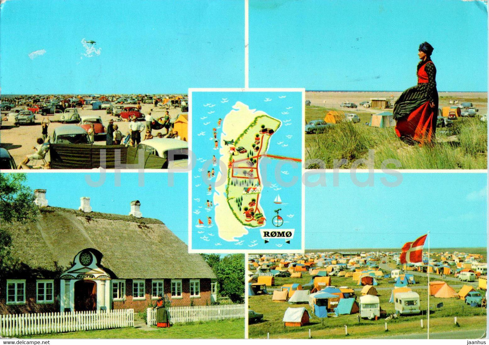 Romo - map - multiview - 1978 - Denmark - used - JH Postcards