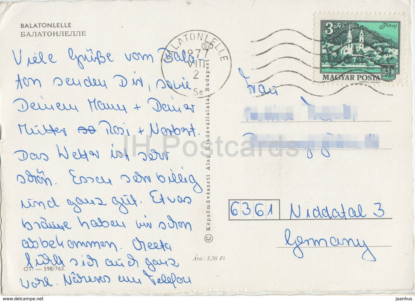 Balaton - Balatonlelle - hôtel - bateau à voile - 1977 - Hongrie - occasion