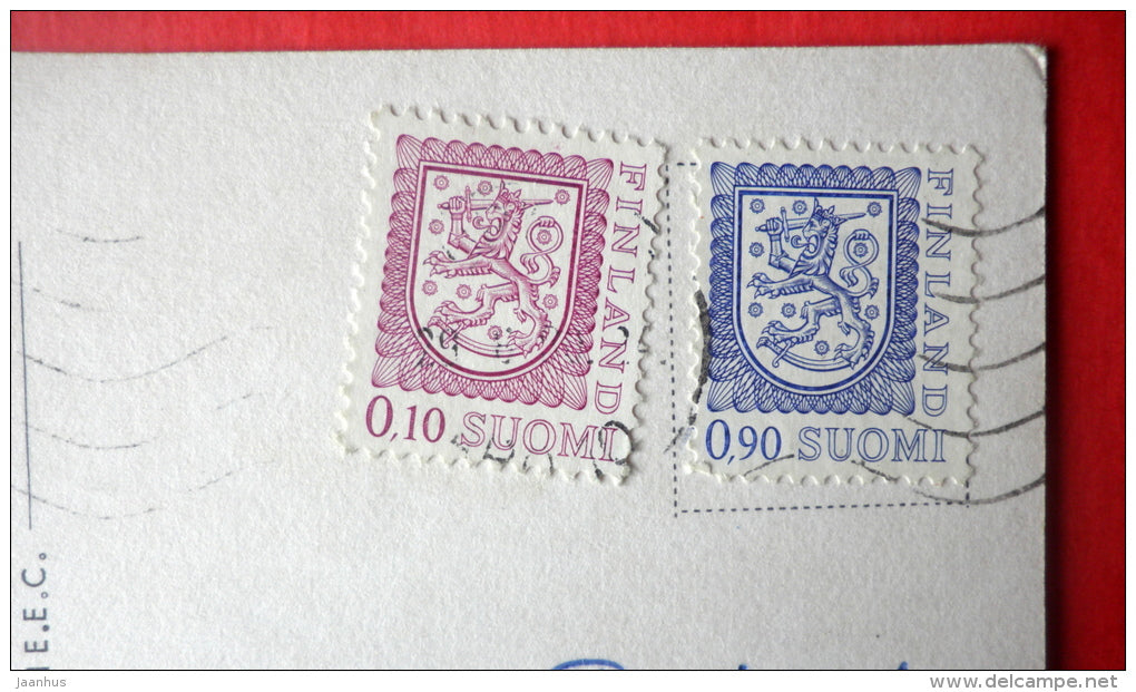 illustration by Kim - girl and boy - TV - caricature - Finland - sent from Finland to Estonia USSR 1980 - JH Postcards