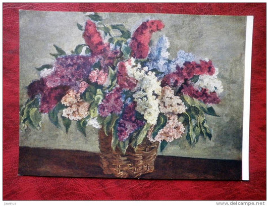 Painting by P. P. Konchalovsky - sirens , 1933 - flowers - russian art - unused - JH Postcards