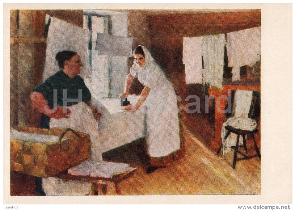 painting by Albert Edelfelt - Washerwoman - Finnish art - 1957 - Russia USSR - unused - JH Postcards