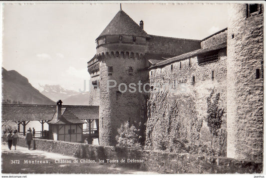 Montreux - Chateau de Chillon - Les Tours de Defense - 3472 - Switzerland - 1958 - used - JH Postcards