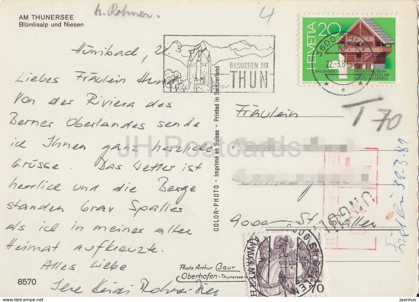 Am Thunersee - Blumlisalp und Niesen - MS - ship - 1981 - Switzerland - used