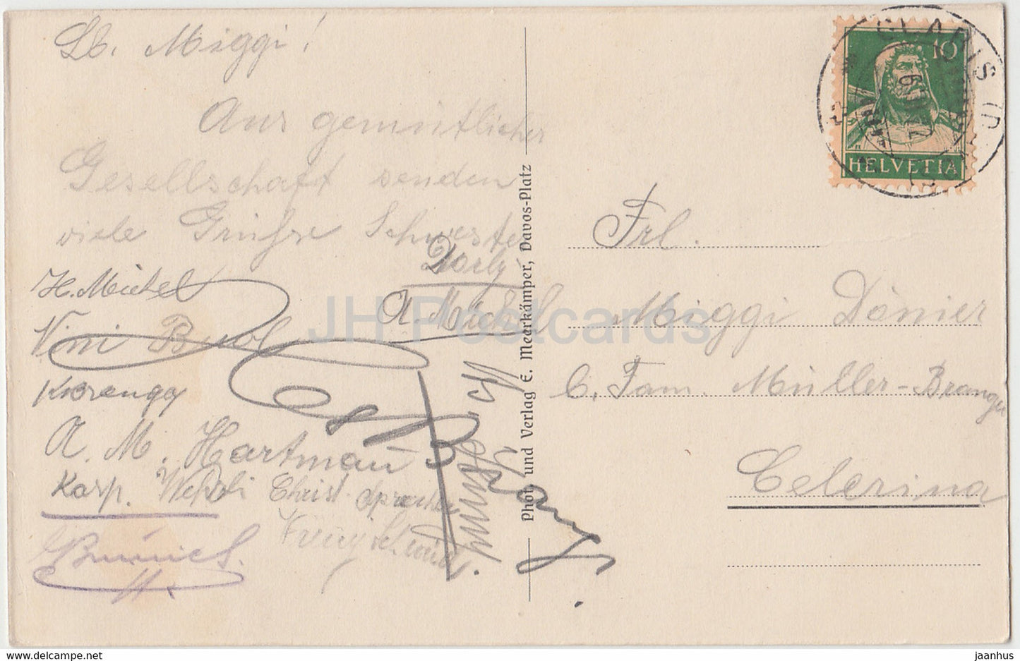 Glaris Davos - 1442 m - alte Postkarte - 1922 - Schweiz - gebraucht