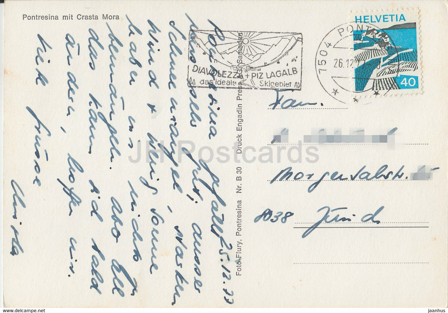 Pontresina mit Crasta Mora - 1977 - Switzerland - used