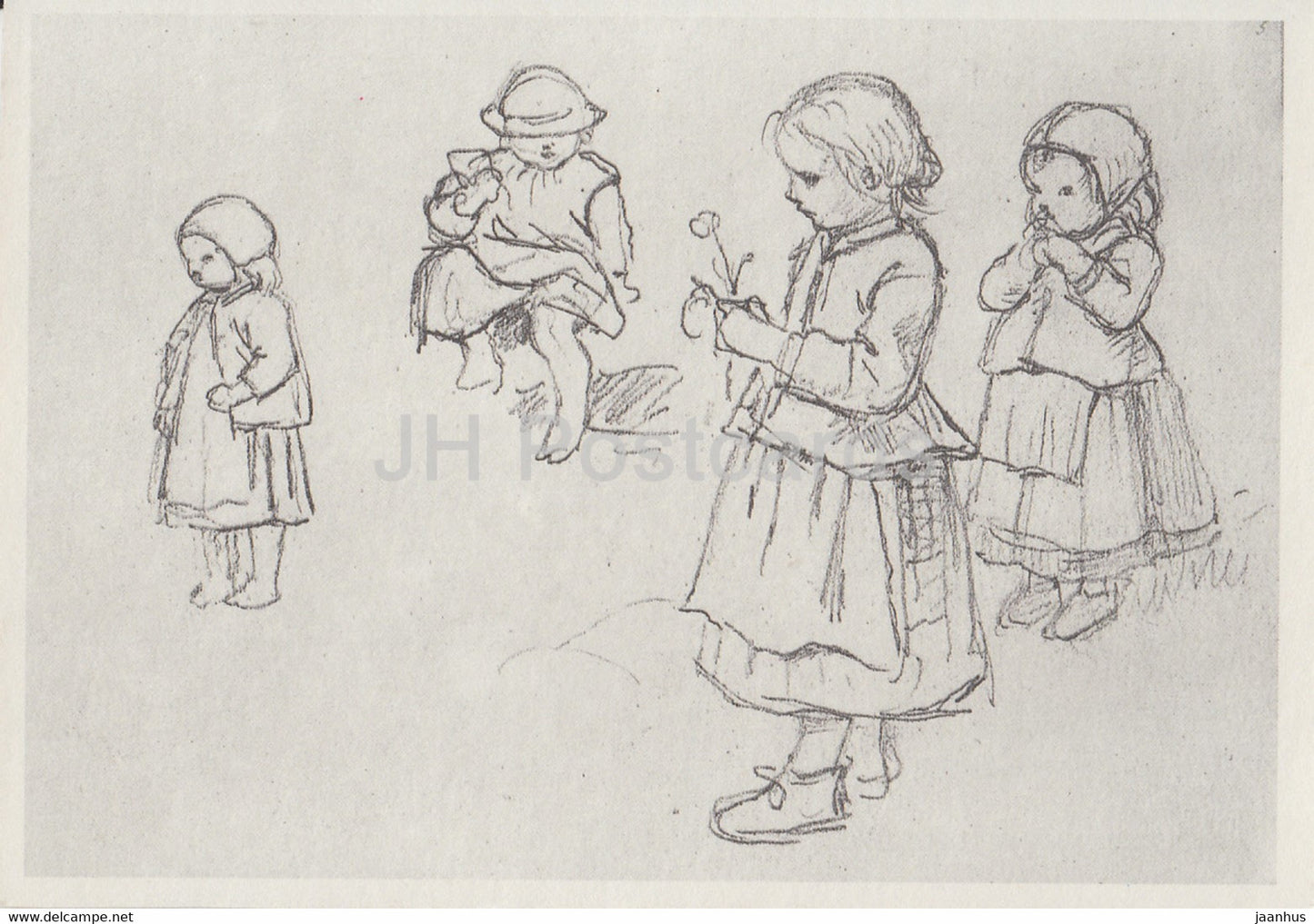painting by Ludwig Richter - Kinder - Children - German art - Germany - unused - JH Postcards