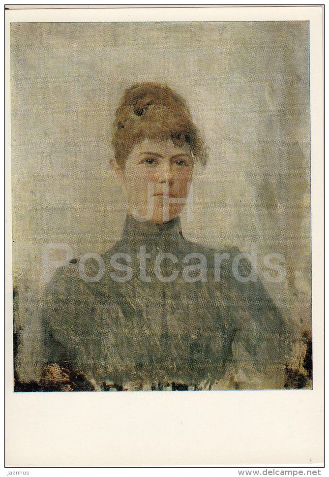 painting by V. Serov - Portrait of Actress Maria Van-Zandt , 1887 - woman - Russian art - 1974 - Russia USSR - unused - JH Postcards