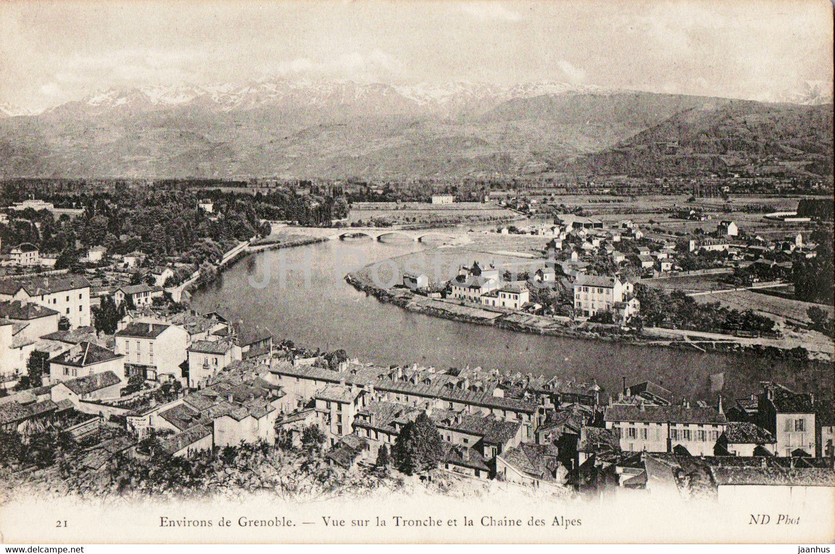Environs de Grenoble - Vue Sur la Tronche et la Chaine des Alpes - 21 - old postcard - France - used - JH Postcards