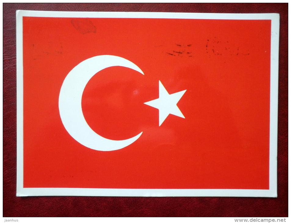 Turkish flag - sent from Turkey to Estonia SSR in 1992  - used - JH Postcards