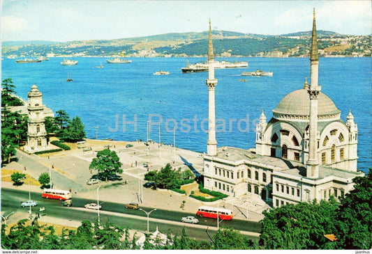Istanbul - Dolmabahce Mosque - clock tower - bus - Keskin - 1989 - Turkey - used - JH Postcards