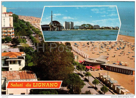 Saluti da Lignano - terrazza - Lignano Sabbiadoro - beach - Udine - Friuli - 129 - Italia - Italy - unused - JH Postcards