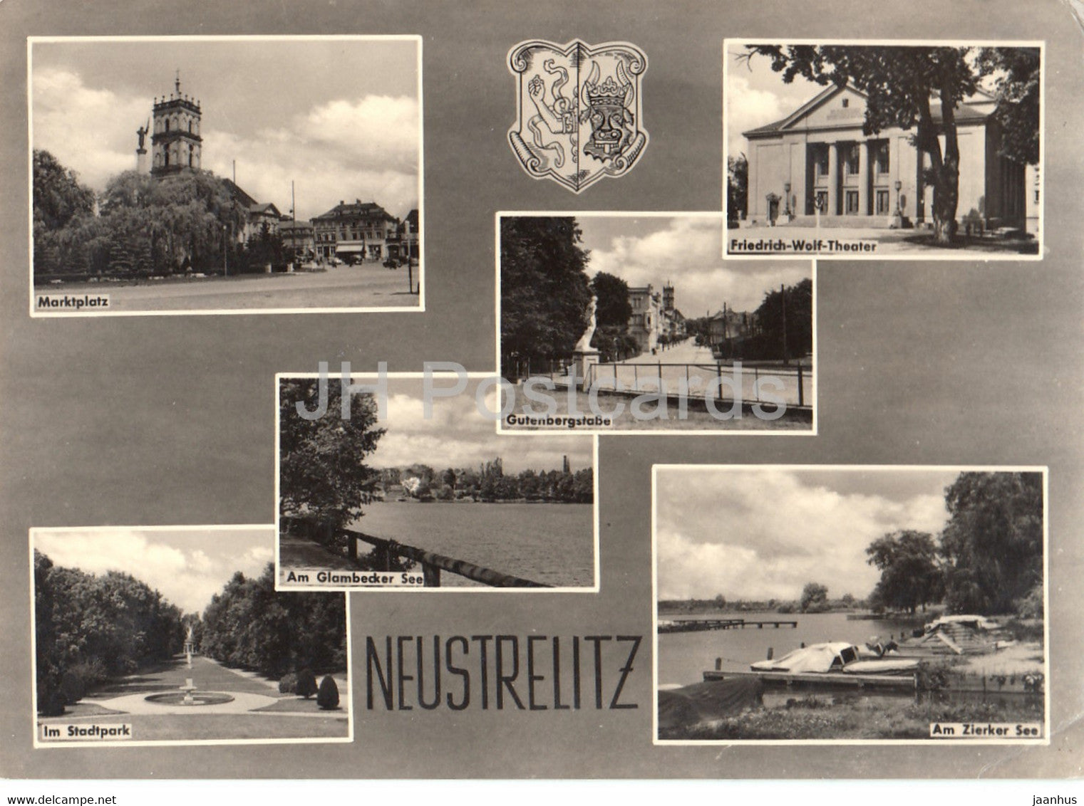 Neustrelitz - Marktplatz - Im Stadpark - Am Zierker See - Friedrich Wolf Theater - theatre - Germany DDR - used - JH Postcards