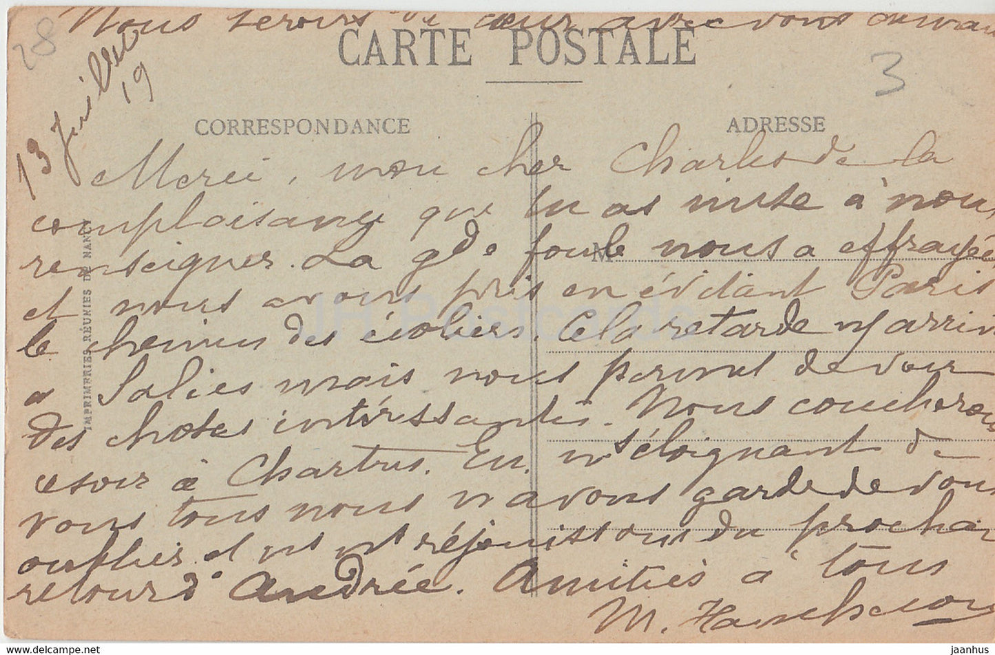 Dreux - L'Hôtel de Ville - construit sous François Ier - 4 - carte postale ancienne - 1919 - France - utilisé