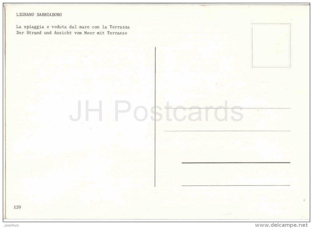 Saluti da Lignano - terrazza - Lignano Sabbiadoro - beach - Udine - Friuli - 129 - Italia - Italy - unused - JH Postcards