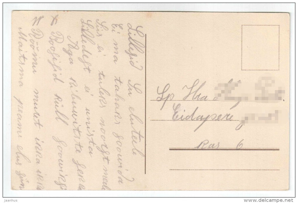 Greeting Card - flowers - lilac - old postcard - circulated in Estonia - used - JH Postcards