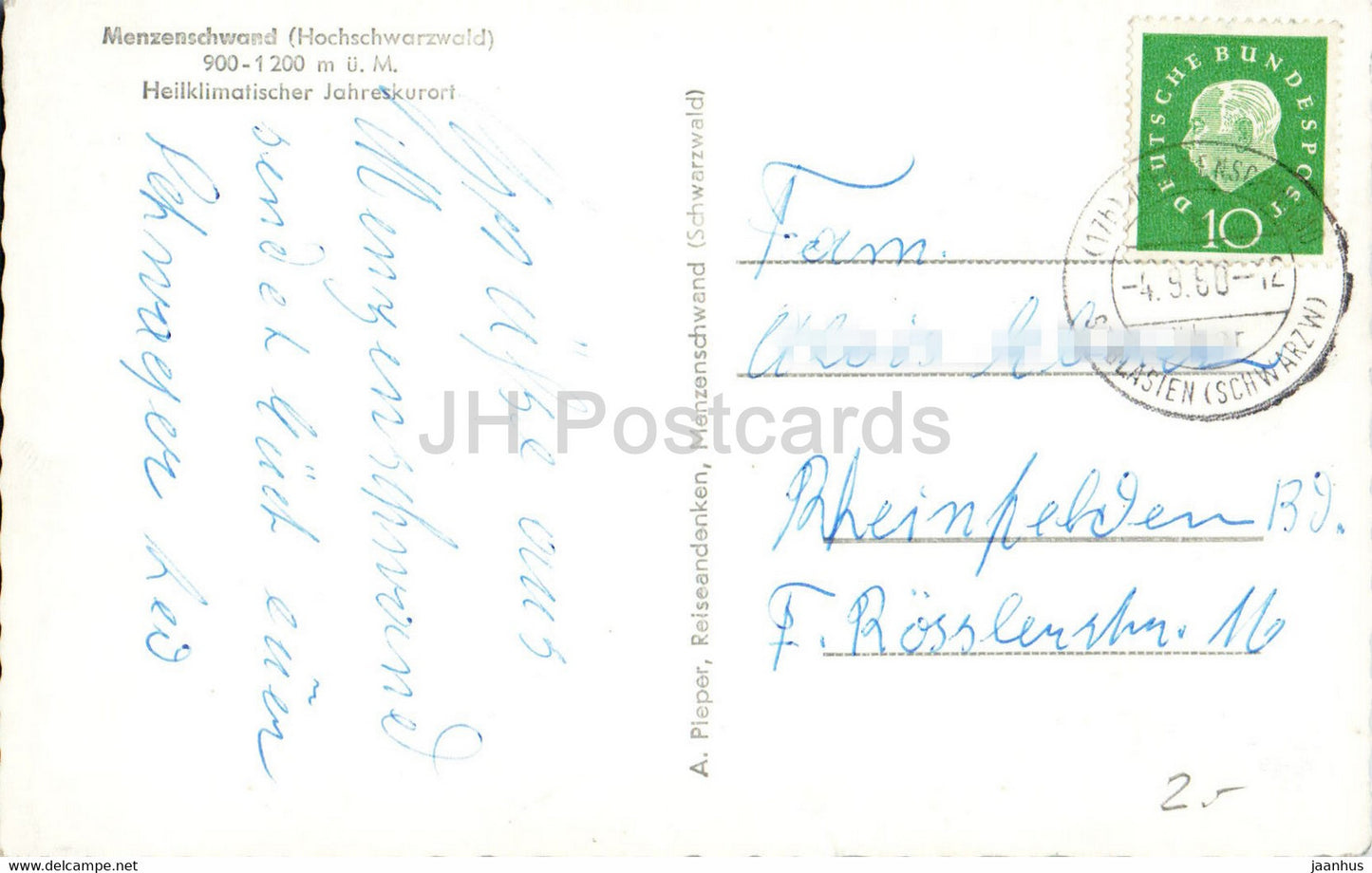 Menzenschwand - Hochschwarzwald - Heilklimatischer Jahreskurort - 1960 - Deutschland - gebraucht