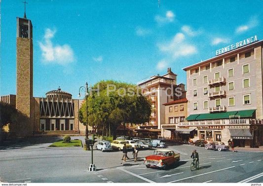 Montecatini Terme - Piazza del Popolo - Il Duomo - People Square - cathedral - car - 116 - Italy - 1986 - used - JH Postcards